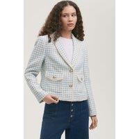 Tweed Textured Single Breasted Blazer