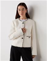 Tweed Collarless Short Jacket