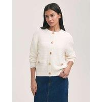 Pure Cotton Crew Neck Button Front Cardigan