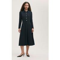 Crepe Textured Midi Shirt Dress