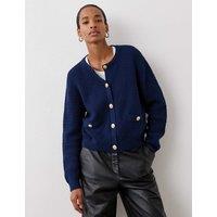 Pure Cotton Crew Neck Button Front Cardigan