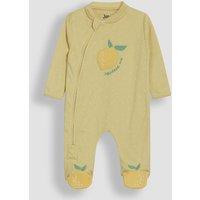 JoJo Maman Bb Pure Cotton Lemon Applique Zip Sleepsuit (0-12 Mths) Yellow Mix