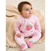 JoJo Maman Bb Pure Cotton Strawberry Zip Sleepsuit (0-12 Mths) Pink Mix