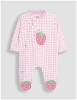 Pure Cotton Strawberry Zip Sleepsuit (0-12 Mths)