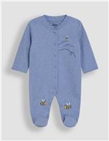 Pure Cotton Bee Embroidered Sleepsuit (0-12 Mths)