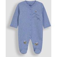 JoJo Maman Bb Pure Cotton Bee Embroidered Sleepsuit (0-12 Mths) Blue Mix