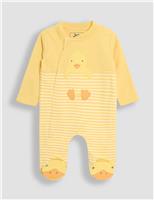 JoJo Maman Bb Pure Cotton Duckling Zip Sleepsuit (0-12 Mths) Yellow Mix