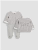 JoJo Maman Bb 2pc Born in 2025 Sleepsuit & Jacket Set (0-9 Mths) Cream Mix