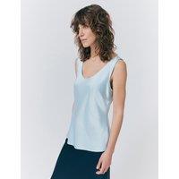 Ghost Satin Scoop Neck Sleeveless Vest Top Light Blue