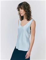 Ghost Satin Scoop Neck Sleeveless Vest Top Light Blue