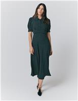 Ghost Crepe Polka Dot Midi Tea Dress Black Mix