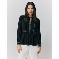 Georgette Embroidered Tie Neck Blouse