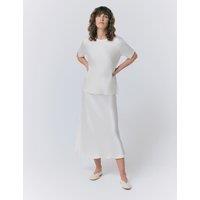 Ghost Satin Midi Slip Skirt Ivory