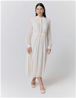 Georgette Broderie Pleated Midi Smock Dress