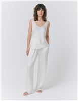 Ghost Satin Scoop Neck Sleeveless Vest Top Navy