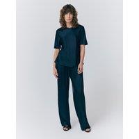 Ghost Satin Short Sleeve T-Shirt Top Navy