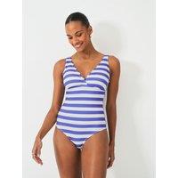 Striped Padded Scallop V-Neck Swimsuit