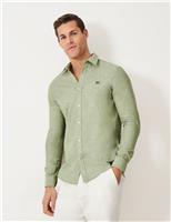 Crew Clothing Regular Fit Linen Rich Shirt Light Green