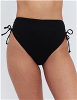Boux Avenue Amalfi Textured High Waisted Bikini Bottoms Blue