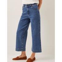 Monsoon High Waisted Straight Leg Cropped Jeans Blue Denim