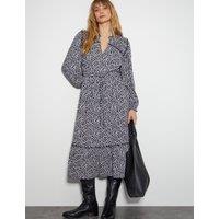 Jersey Printed V-Neck Midi Skater Dress