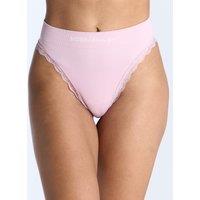 Ribbed Lace Trim Thong