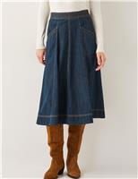 Denim Seam Detail Midi Skirt