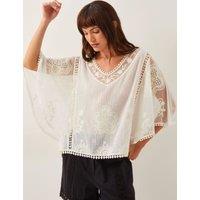 Pure Cotton Embellished Angel Sleeve Top
