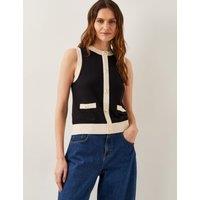 Button Front Sleeveless Cardigan