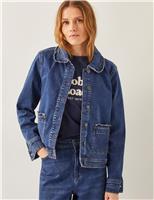 Monsoon Denim Frill Detail Collared Jacket Blue Denim
