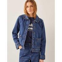 Monsoon Denim Frill Detail Collared Jacket Blue Denim