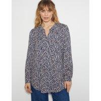 Printed V-Neck Button Through Blouse