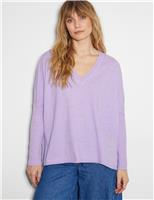 Monsoon V-Neck Jumper with Wool Lilac
