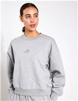 Adidas All SZN Cotton Rich Fleece Relaxed Sweat-shirt Soft White