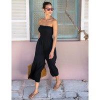 Pour Moi Cropped Wide Leg Jumpsuit Black