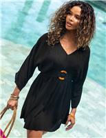 Crinkle O Ring Midi Beach Kaftan