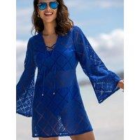 Pour Moi Free Spirit Lace Long Sleeve Beach Dress Bright Blue