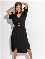 Pour Moi Crinkle O Ring Midi Beach Dress Black