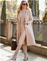 Wool Blend Single Breasted Longline Coat