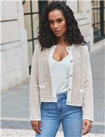 Boucl Crew Neck Button Through Cardigan