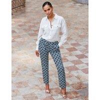 Cotton Rich Geometric Tapered Trousers