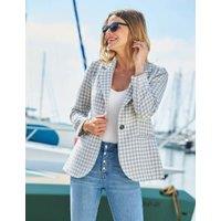 Cotton Blend Dogtooth Single Breasted Blazer
