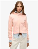 Cotton Rich Zip Up Embroidered Logo Hoodie