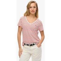 Superdry & Co Cotton Rich Striped V-Neck T-Shirt Red