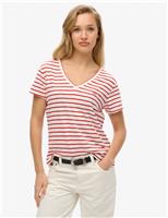 Cotton Rich Striped V-Neck T-Shirt