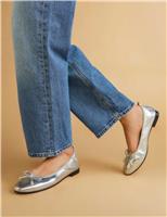 Leather Metallic Flat Ballet Pumps