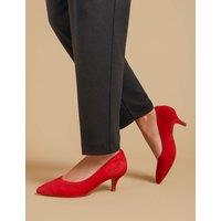 Suede Kitten Heel Pointed Court Shoes