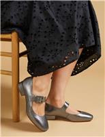Leather Metallic Buckle Block Heel Mary Jane Shoes