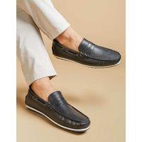 Jones Bootmaker Leather Moccasin Slip-On Shoes Black