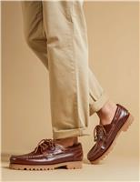 Jones Bootmaker Leather Boat Shoes Brown